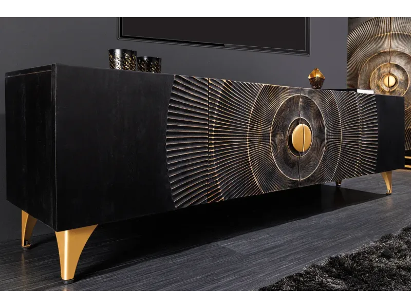 Meuble TV contemporain |Meuble TV sonoma foncé, avec étagère en ver...