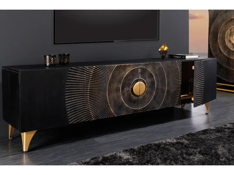 Meuble TV contemporain |Meuble TV sonoma foncé, avec étagère en ver...