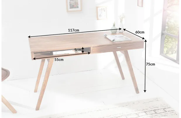 Bureau de 120cm design Scandinave coloris blanc Secrétaire |adeniahome...
