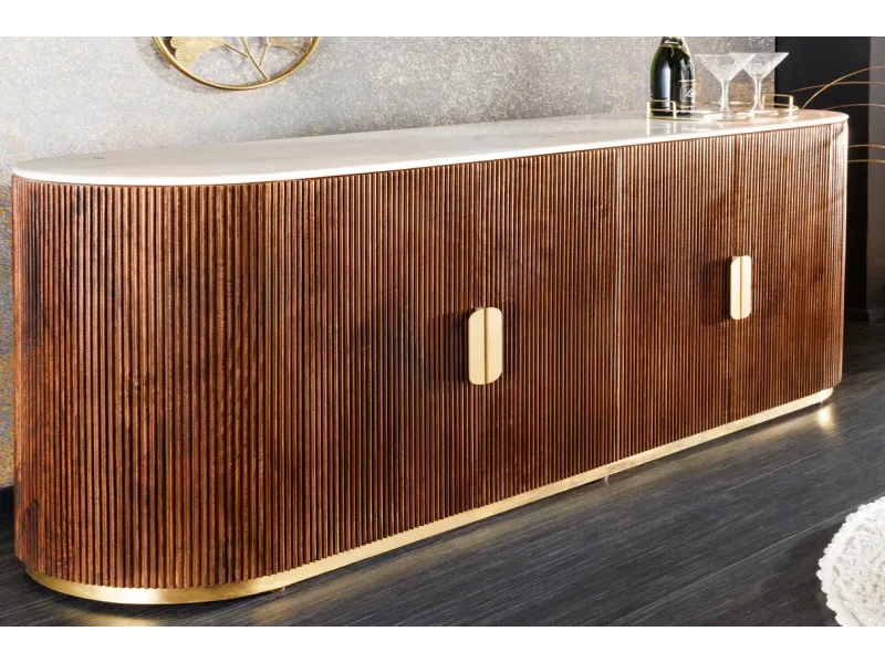 Buffet GATSBY 170 cm marbre blanc | Buffet moderne Art déco – Adenia Home