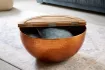Table basse Orient Rangement Cuivre 60cm Ronde Bois d'Acacia Massif