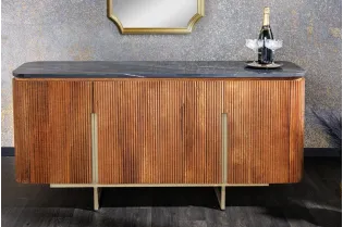 Buffet Gatsby Marbre Noir & Bois de Manguier 160cm - Adenia Home 2