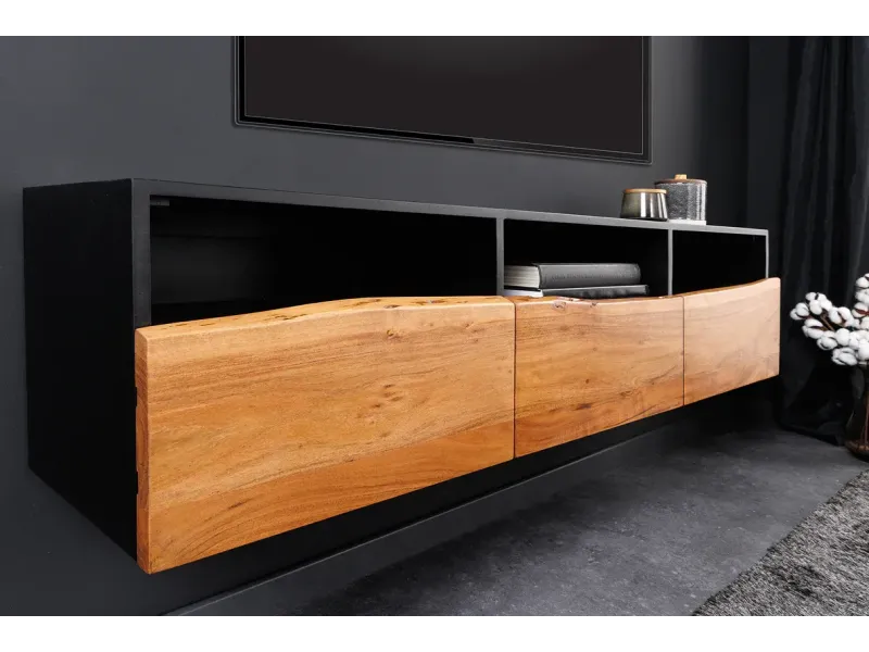 Meuble TV Organic Artwork 140cm Acacia suspendu