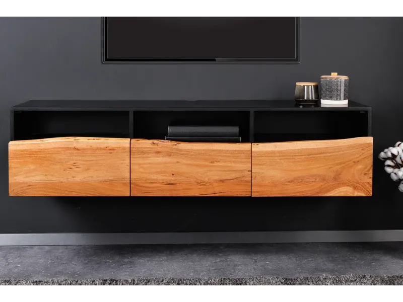 Meuble TV Organic Artwork 140cm Acacia suspendu