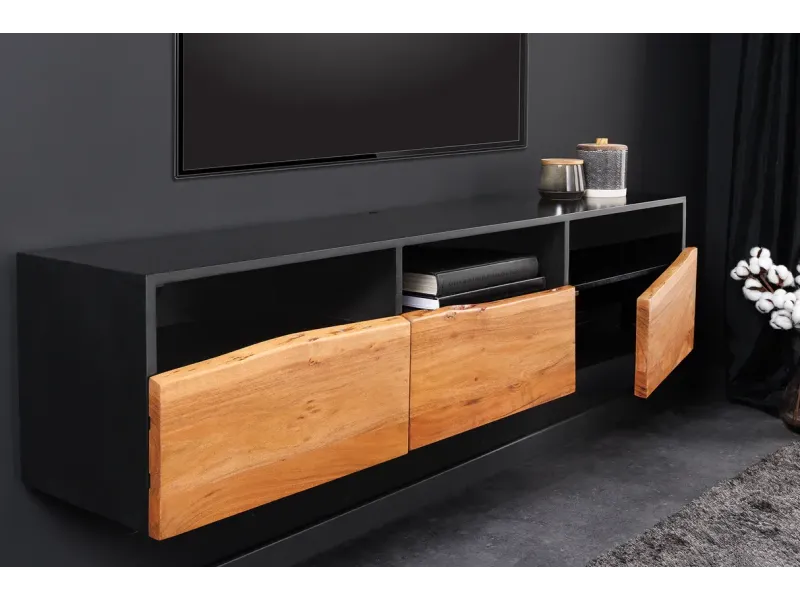 Meuble TV Organic Artwork 140cm Acacia suspendu