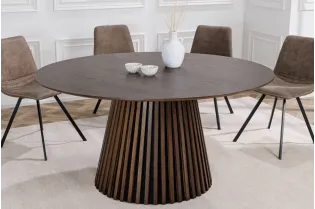 Table de Salle à Manger Ronde 120 cm - Chêne Foncé