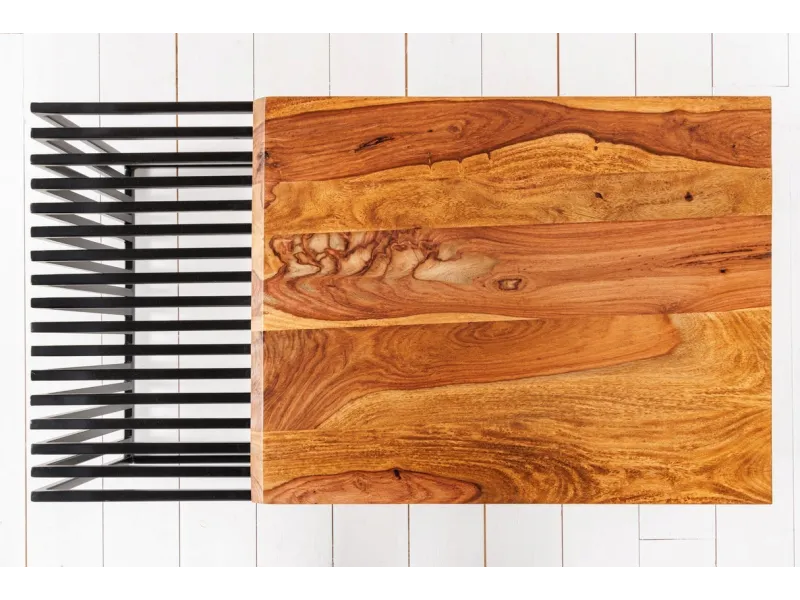 Table basse rectangulaire en bois massif coloris marron 110cm pas cher