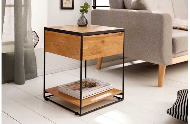 Table de Chevet Bois Massif Style Industriel 40cm | Petit prix