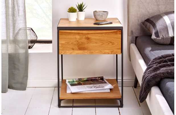 Table de Chevet Bois Massif Style Industriel 40cm | Petit prix