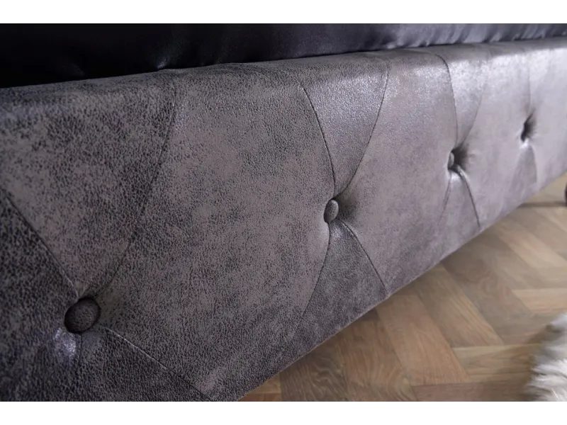 Lit design 180x200cm avec rivets de velours gris antique