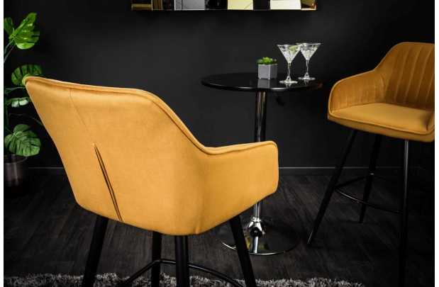 Lot de 2 tabourets de bar en velours coloris jaune moutarde