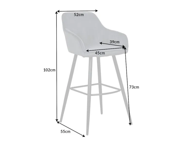 Lot de 2 tabourets de bar en velours coloris gris