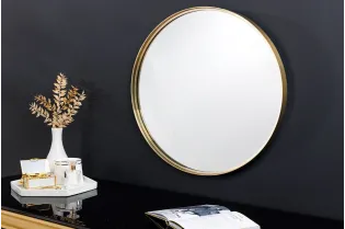 Miroir mural en métal design coloris doré 50cm 2
