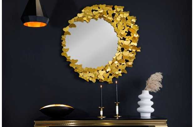 Miroir mural design Papillon coloris Or 80cm