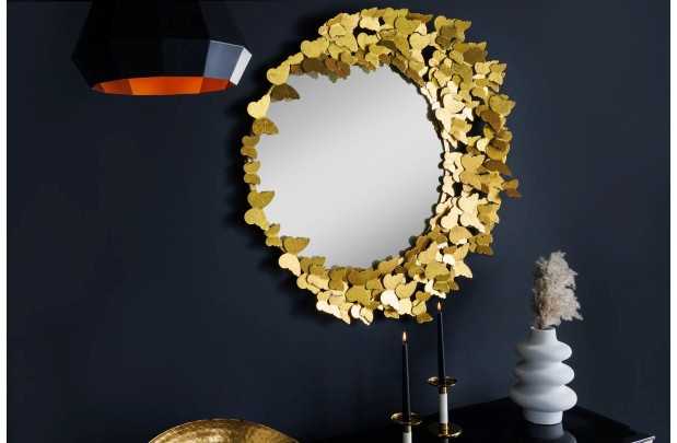 Miroir mural design Papillon coloris Or 80cm