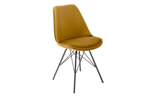 Lot de 4 Chaises Scandinave en velours coloris jaune moutarde