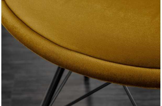 Lot de 4 Chaises Scandinave en velours coloris jaune moutarde