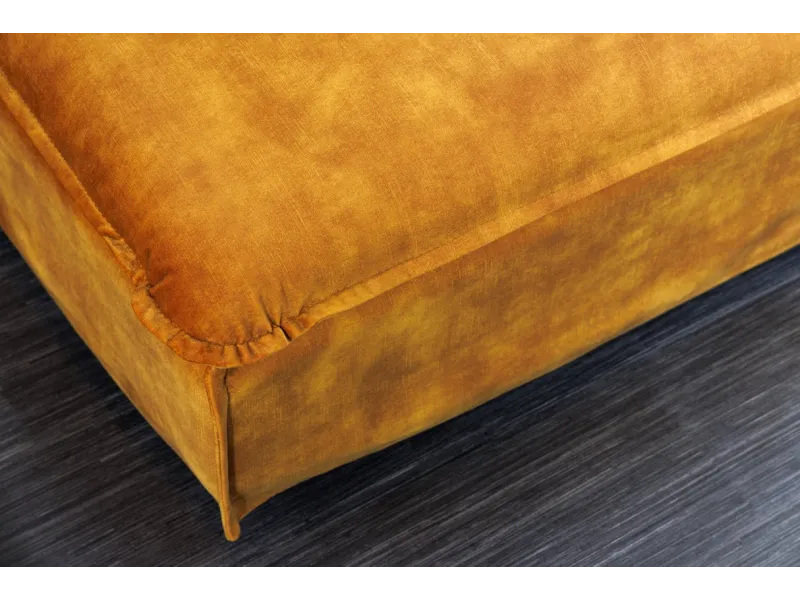 Tabouret moderne 100CM en lin coloris jaune moutarde