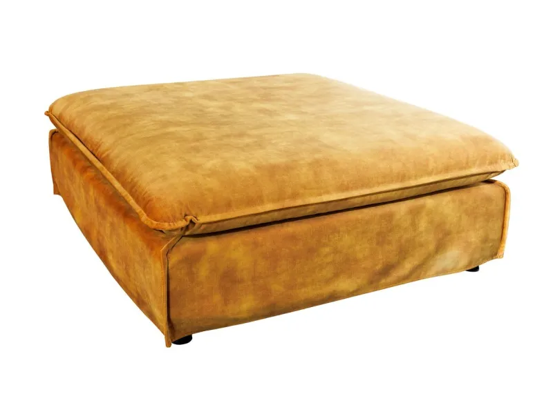 Tabouret moderne 100CM en lin coloris jaune moutarde