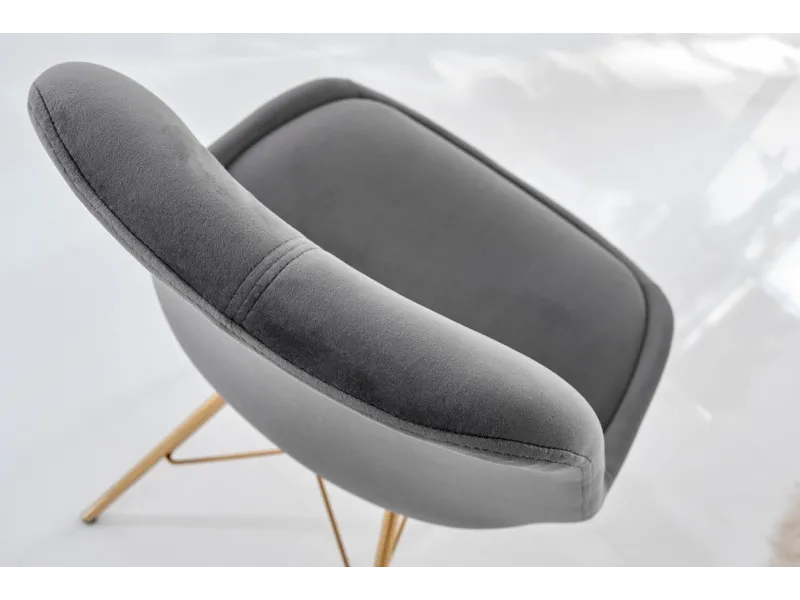 Lot de 4 Chaises design SCANDINAVE en velours gris foncé pieds dorés