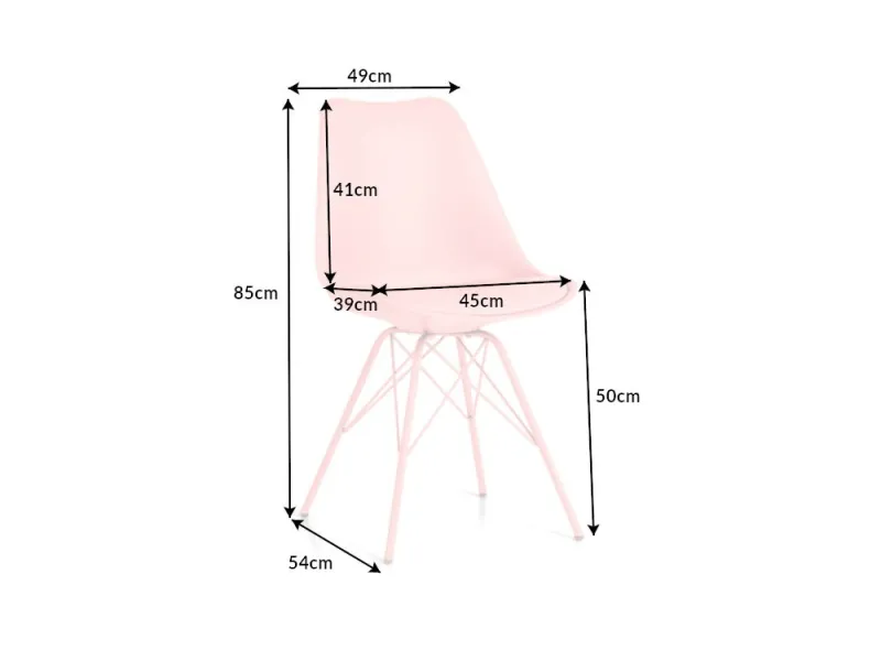 Lot de 4 Chaises Scandinave rose revêtement en simili cuir structure en métal