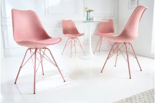 Lot de 4 Chaises Scandinave rose revêtement en simili cuir structure en métal 2