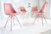 Lot de 4 Chaises Scandinave rose revêtement en simili cuir structure en métal