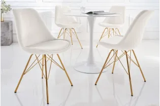 Lot de 4 Chaises design SCANDINAVE en velours champagne pieds dorés 2