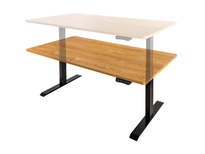 Bureau réglable en hauteur électriquement coloris Chêne 160x80 cm