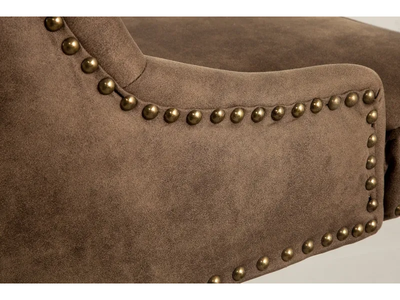 Chaise de bureau VICTORIAN 49-57cm - Style Chesterfield en Microfibre Marron Clair