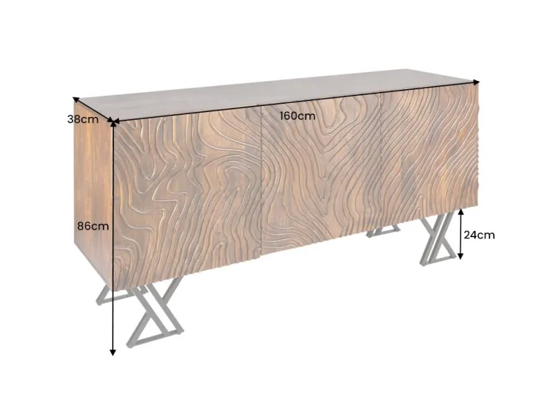 Buffet Fluide 160 cm bois de mangue | Buffet moderne industriel – Adenia Home