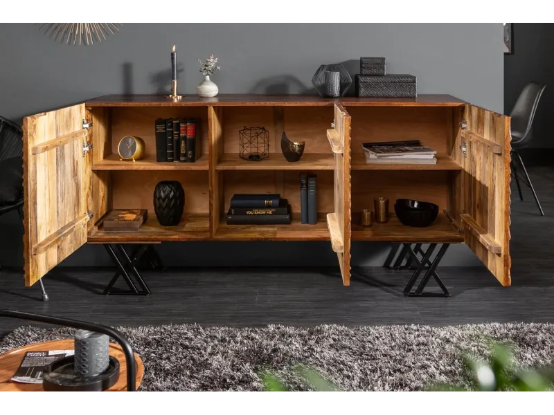 Buffet Fluide 160 cm bois de mangue | Buffet moderne industriel – Adenia Home