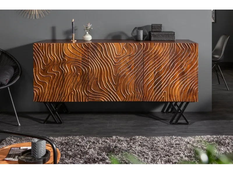 Buffet Fluide 160 cm bois de mangue | Buffet moderne industriel – Adenia Home