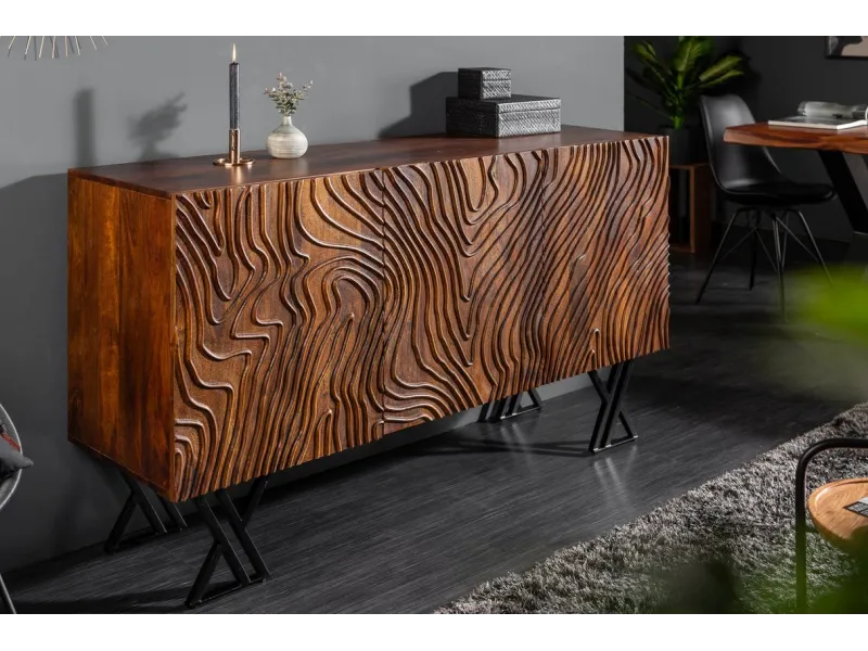 Buffet Fluide 160 cm bois de mangue | Buffet moderne industriel – Adenia Home