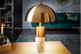 Lampe à poser design coloris bleu et beige en lin et céramique Lamp...