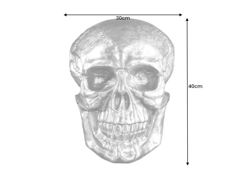 Sculpture murale design crâne humain en aluminium coloris doré Figu...
