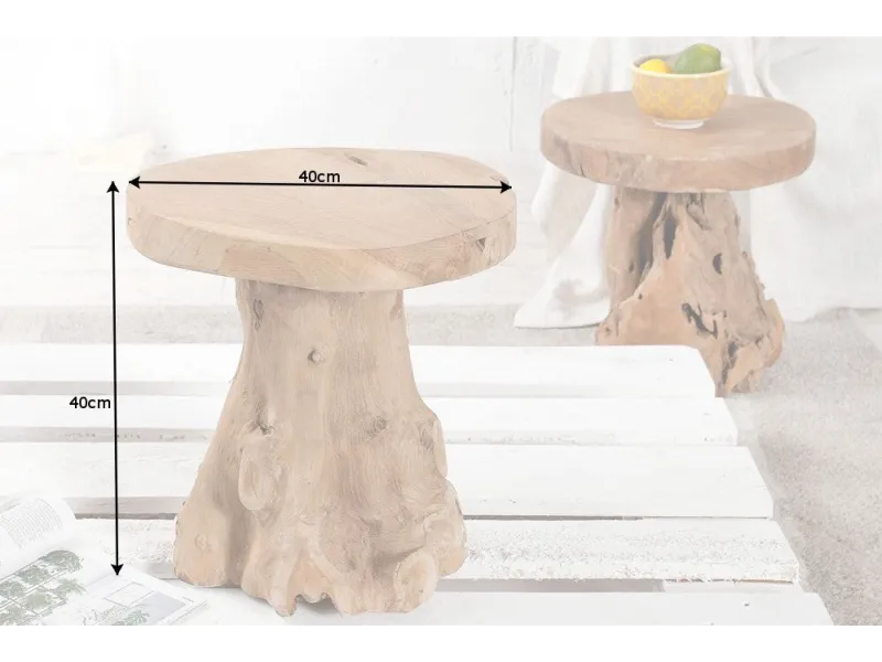 Table d'appoint design naturel de 40cm en bois massif Table d'appoi...