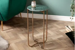 Lot de 2 tables d'appoint design coloris gris en marbre et métal ar... 2