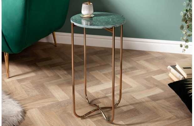 Lot de 2 tables d'appoint design coloris gris en marbre et métal ar...