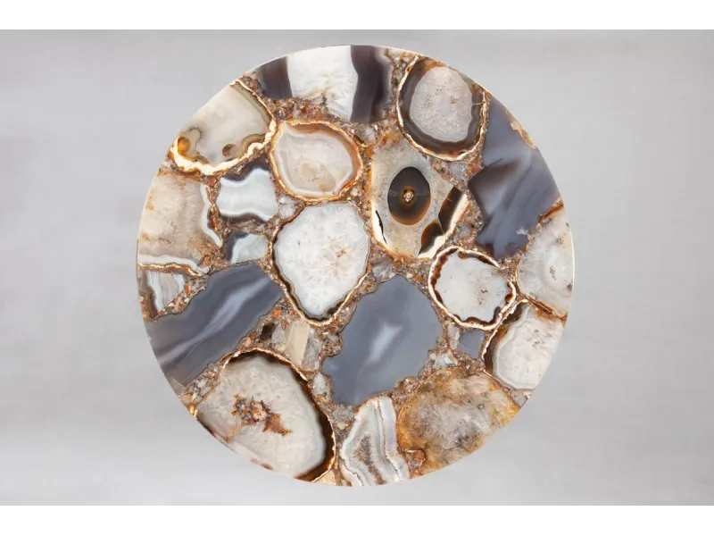 Lot de 2 tables d'appoint design coloris multicouleur en agate et m...