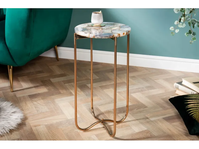 Lot de 2 tables d'appoint design coloris multicouleur en agate et m...