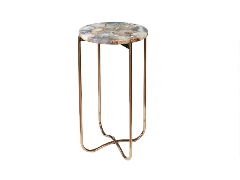 Lot de 2 tables d'appoint design coloris multicouleur en agate et m...