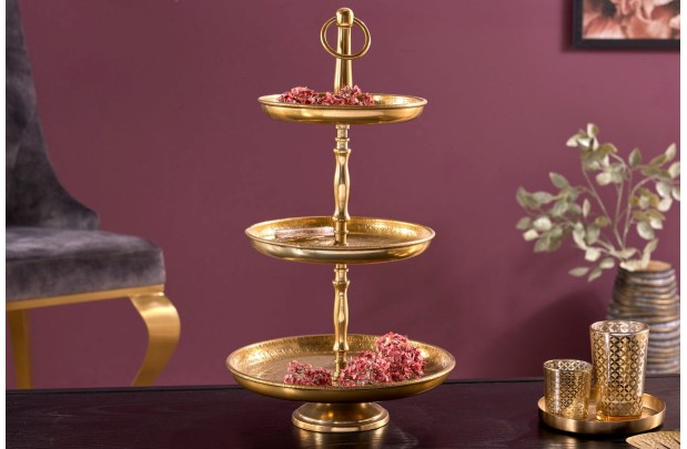 Plateau design oriental coloris doré en métal Objets de décoration ...
