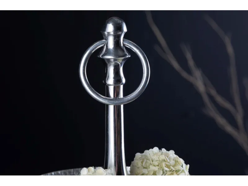 Plateau design oriental coloris argenté en métal Objets de décorati...