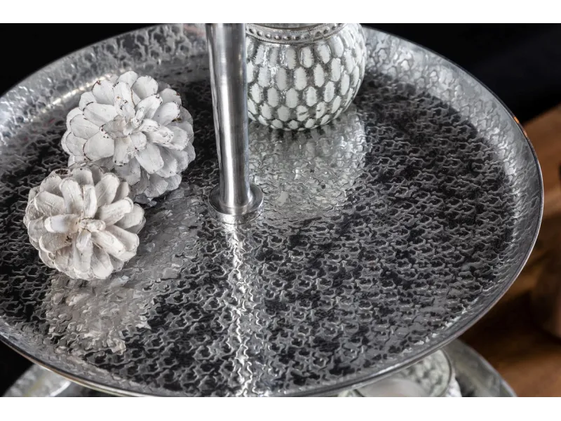 Plateau design oriental coloris argenté en métal Objets de décorati...