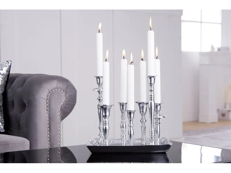 Chandelier design baroque coloris argenté à 7 branches Objets de dé...