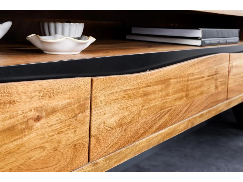 Meuble TV contemporain |Meuble TV style industriel en bois massif e...