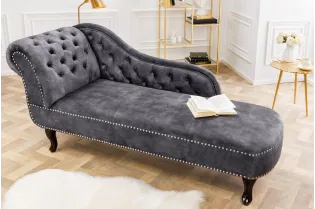 Meridienne Chesterfield en microfibre gris Canapés, Banquettes |adenia...