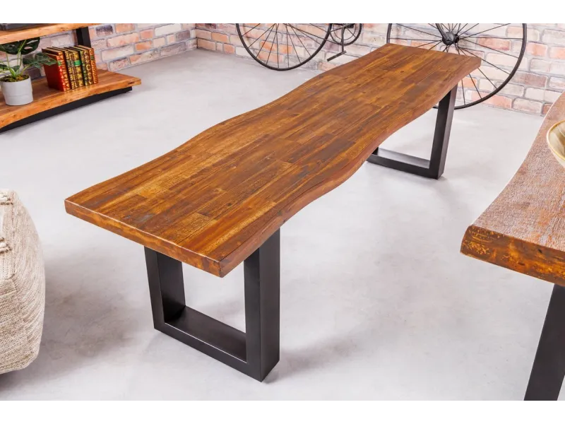 Banquette 160cm design en bois massif et métal Chaises de salle à m...