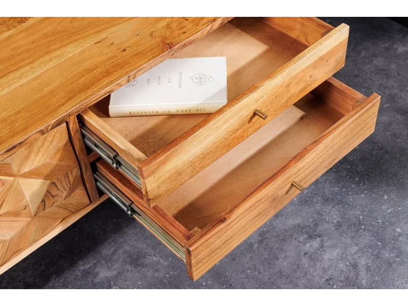 Meuble TV contemporain |Meuble TV en bois massif avec piétement en ...